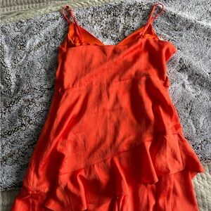 Express Orange Ruffle Jumpsuit